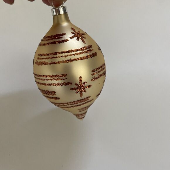 Set 6 Vintage Teardrop Blown‎ Glass Ornaments Glitter Old Worlde Christmas READ - Picture 6 of 11